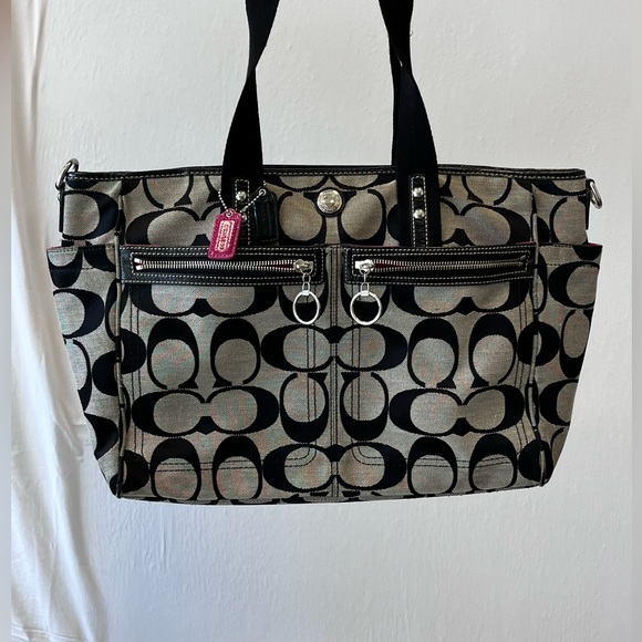 Authentic Coach Signature XL Tote Diaper Bag Pink Interior - Picture 1 of 15
